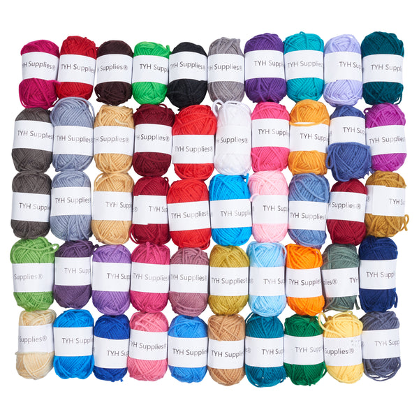 TYH Supplies 50-Pack 44 Yard Acrylic Yarn Assorted Colors Skeins - Perfect for Mini Knitting and Crochet Project