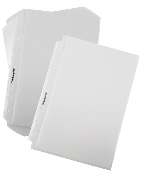 TYH Supplies Box of 200 Mini Half Page Economy 7 Hole Punch Small Non Glare Sheet Protectors Size 5.5 x 8.5 Inches A5 Non Vinyl Acid Free 8 x 5