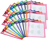 TYH Supplies 30-Pack Reusable Dry Erase Pockets 9 x 12 Inches Assorted Neon Colors