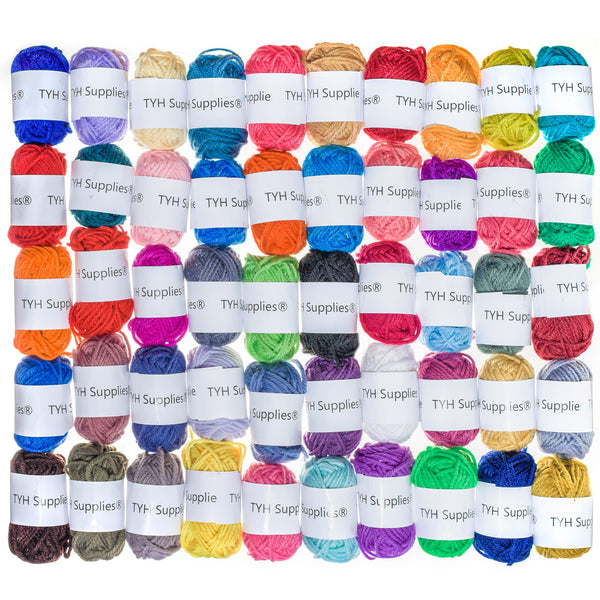 TYH Supplies Acrylic Yarn Skeins Assorted Colors set of 50 - Great for Mini Knitting and Crochet Project